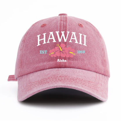 1pc Hawaii Print Washed Baseball Cap for Adults