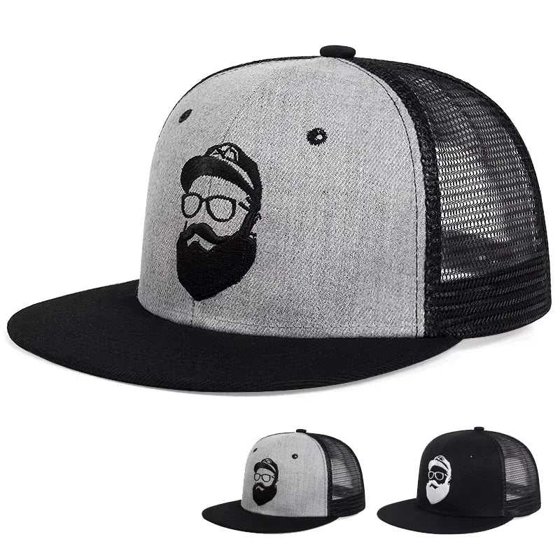 Unisex Old Man Embroidery Hip-hop Net Hats Spring And Summer