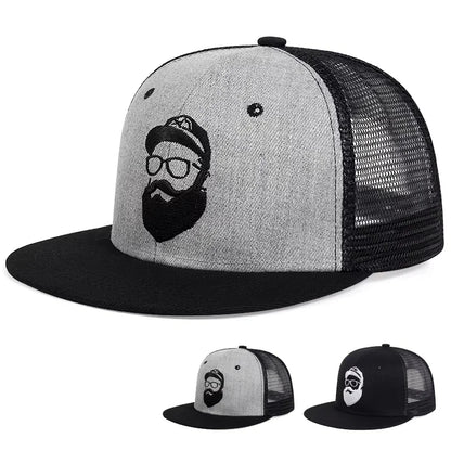 Unisex Old Man Embroidery Hip-hop Net Hats Spring And Summer