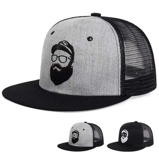 Unisex Old Man Embroidery Hip-hop Net Hats Spring And Summer