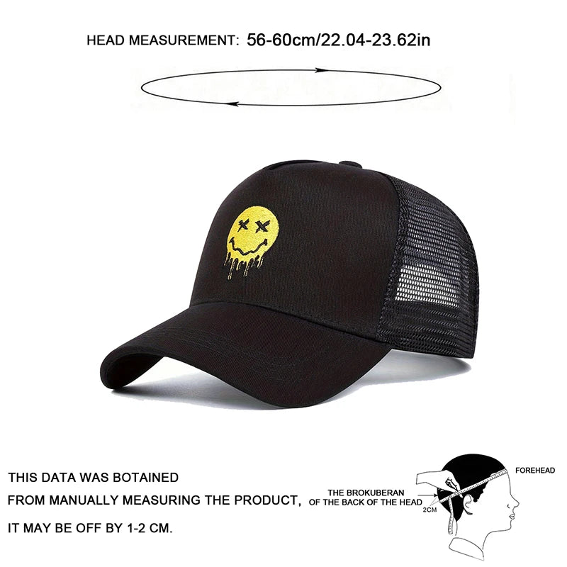 Unisex XX Smiling Face Print Baseball Net Caps Spring and Summer