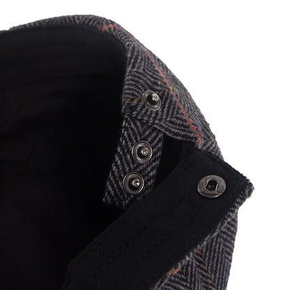 New Woolen Plaid Beret Men Casual Vintage Herringbone Newsboy Cap