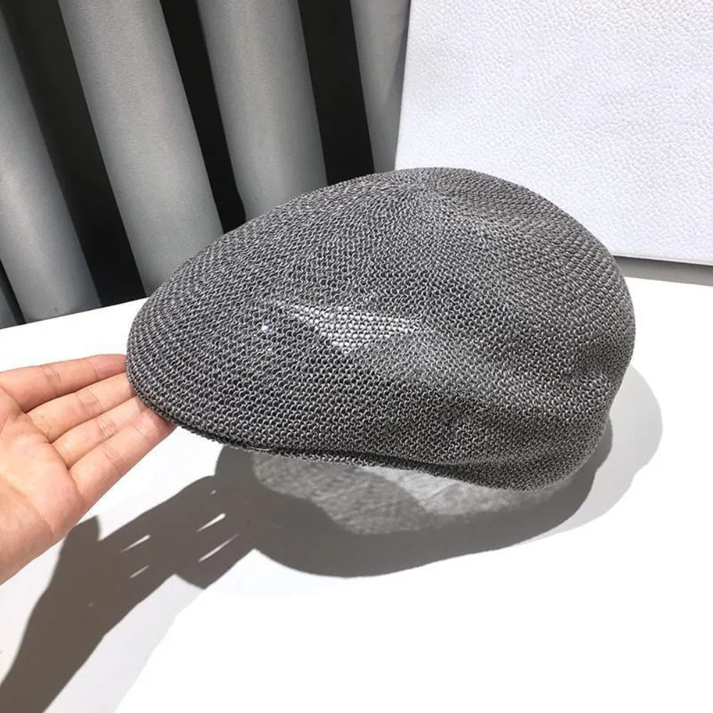 Retro Style Solid Color Straw Hat Adjustable Sun Protection Beach Hat