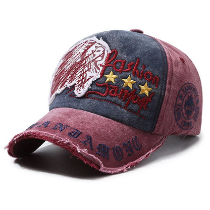Unisex Washed Cotton Vintage Cap Letter Embroidery Baseball Cap Men And Women