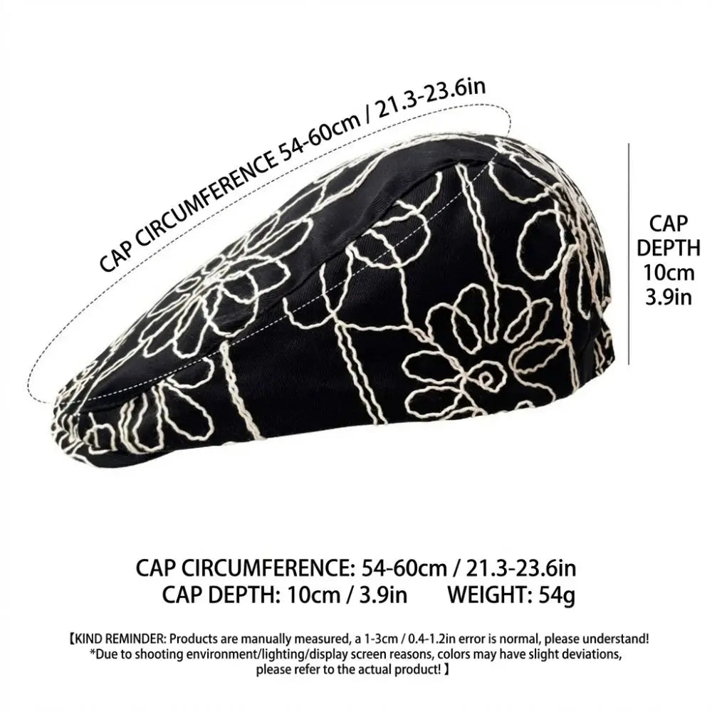 Fashion Retro Forward Cap Flower Embroidery Korean Style Beret