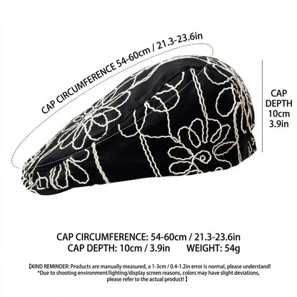 Fashion Retro Forward Cap Flower Embroidery Korean Style Beret