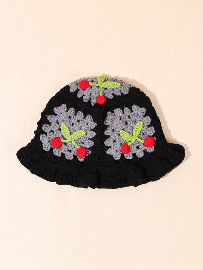 Retro Cherry Handmade Crochet Bucket Hat