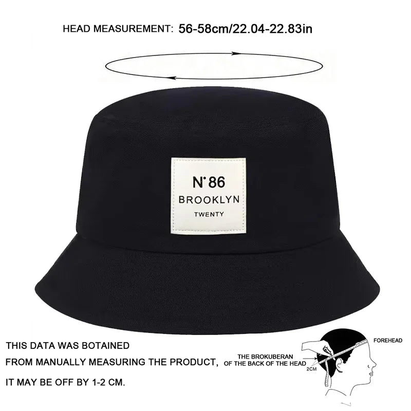 Unisex Panama Bucket Hat Brooklyn Leather Label Fisherman Hat