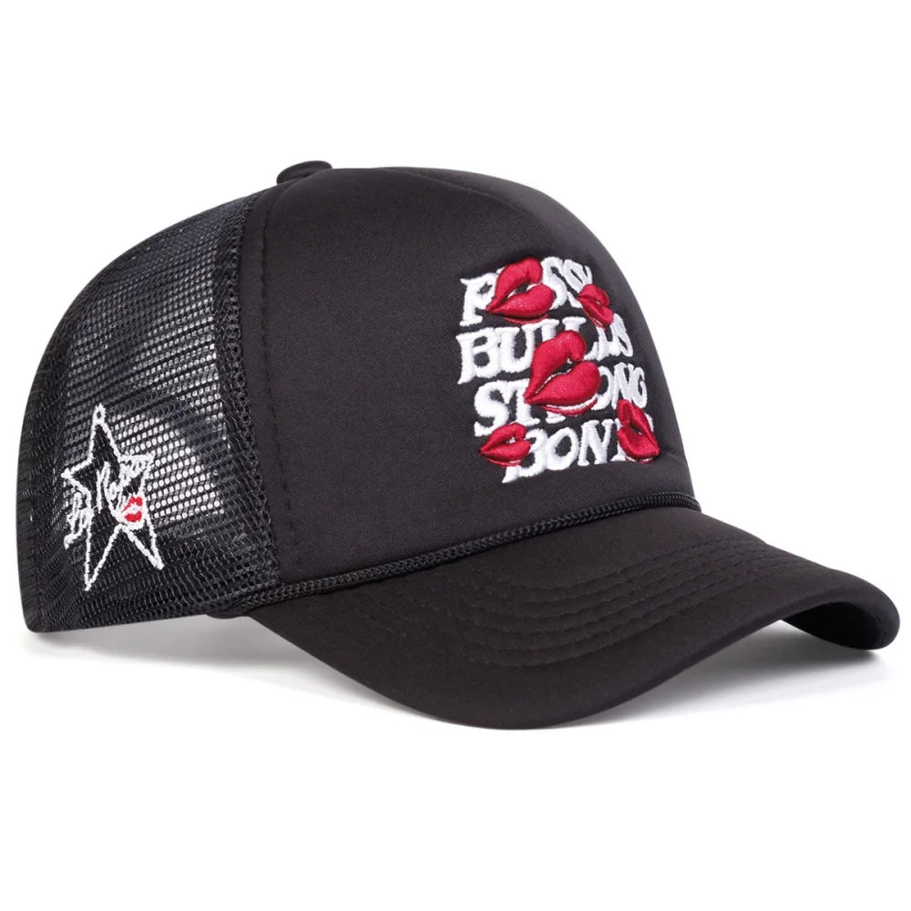 Fashion Red LIP Embroidery Baseball Hat for Men Women