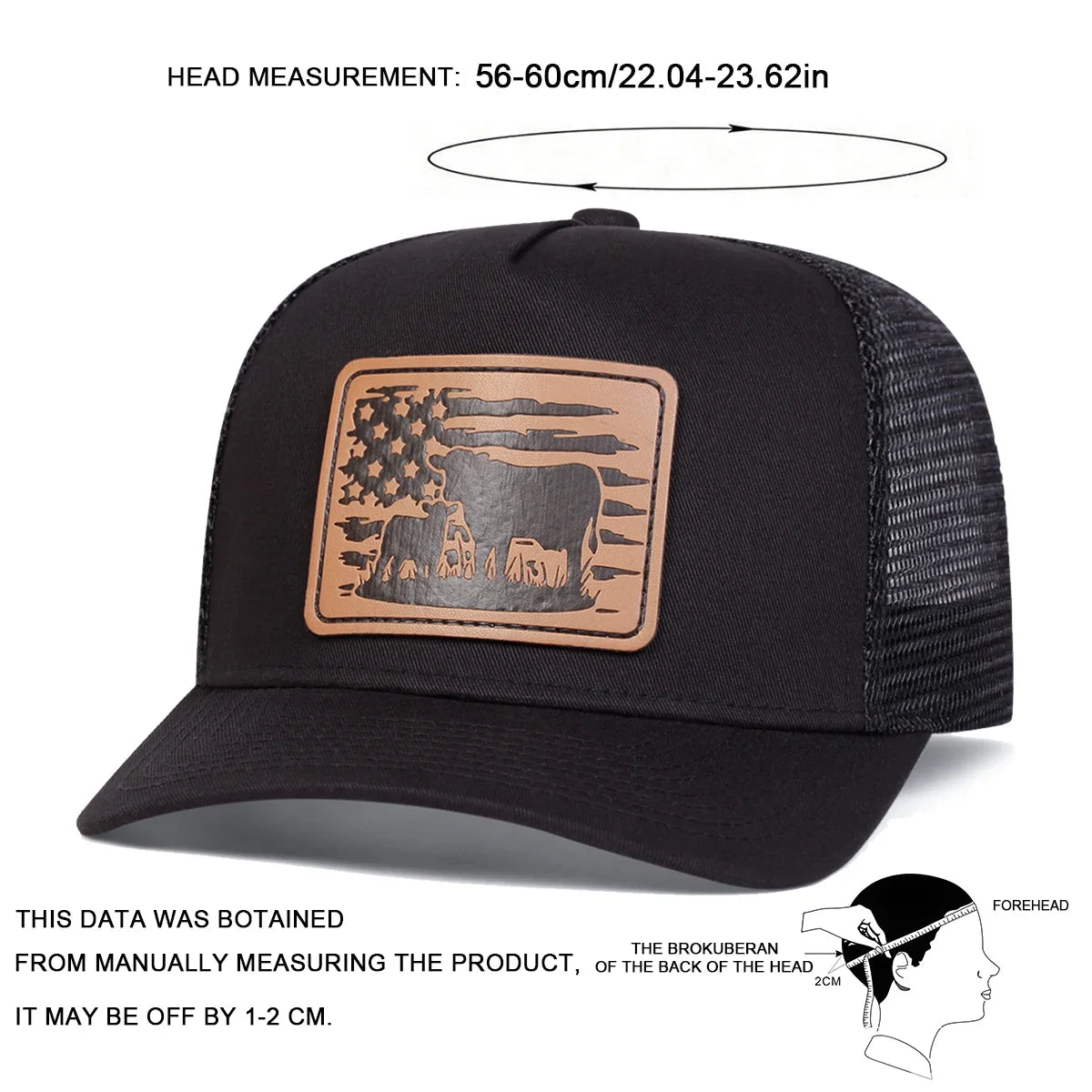 Unisex American Flag Cow Leather Label Baseball Net Caps Spring Summer