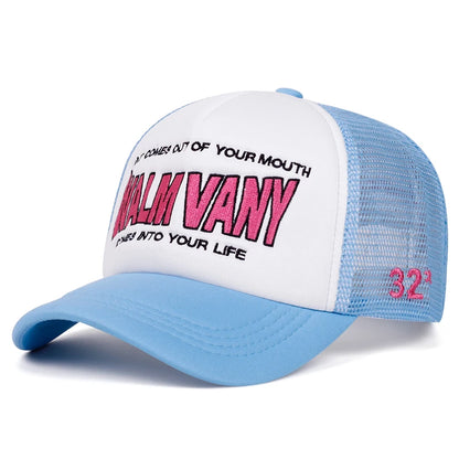 Mesh Hat Wam Vany Side Lipprint Embroidery Outdoor Leisure Sports
