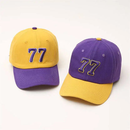 European and American Style Patchwork Embroidered Number 77 Baseball Cap