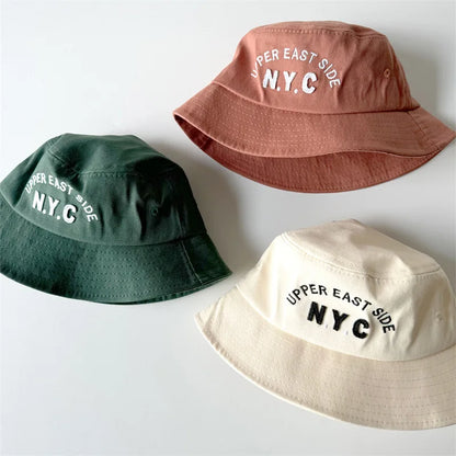Spring Girls Embroidery Letters Wide Brim Children Sun Hat