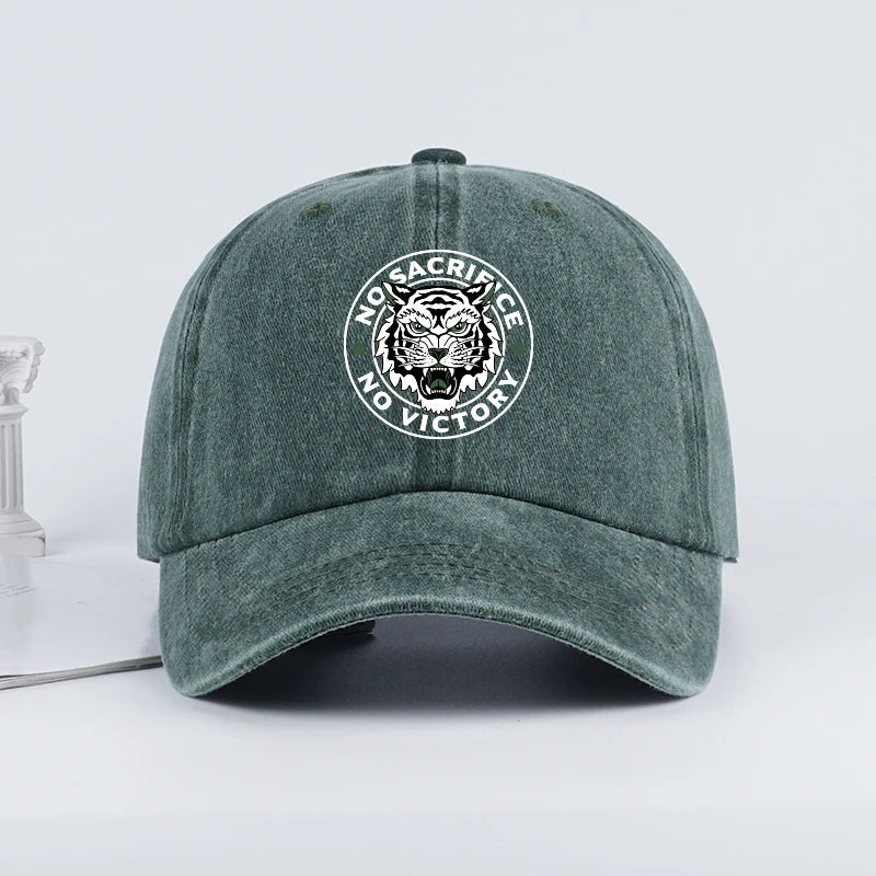 Tiger Logo Washed Baseball Cap Soft Comfortable Lightweight Breathable Adjustable Trendy Fashion Unisex