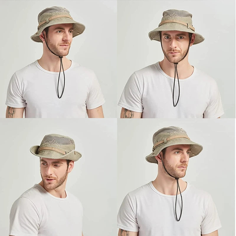 New Outdoor Bucket Hat Men Summer Breathable Panama Cap