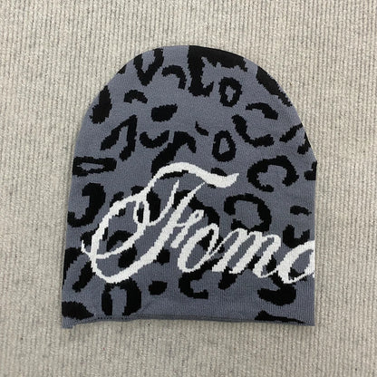 2026 New Leopard Print Color Matching Retro English Jacquard Pattern Warm Winter