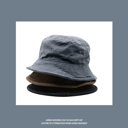 Big Head 59-61cm Bucket Hat Wide Brim Pure Cotton Outdoor Sun Caps