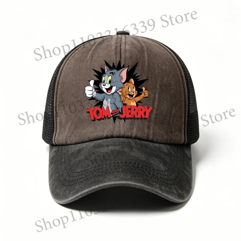 New Tom and Jerry Retro Hat Cartoon Baseball Cap Man Women Adjustable Baseball Hat Children Cute Sun Hat