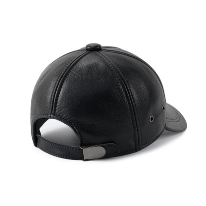 Men's Adjustable Baseball Cap Winter Driving Hunting Fishing Hat Genuine Leather Ivy