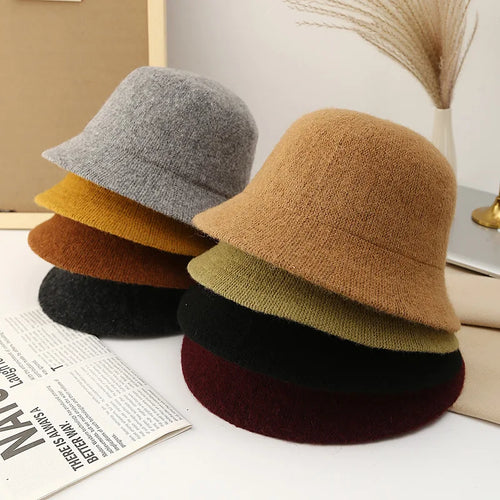 Wool Warm Winter Bucket Hats For Women