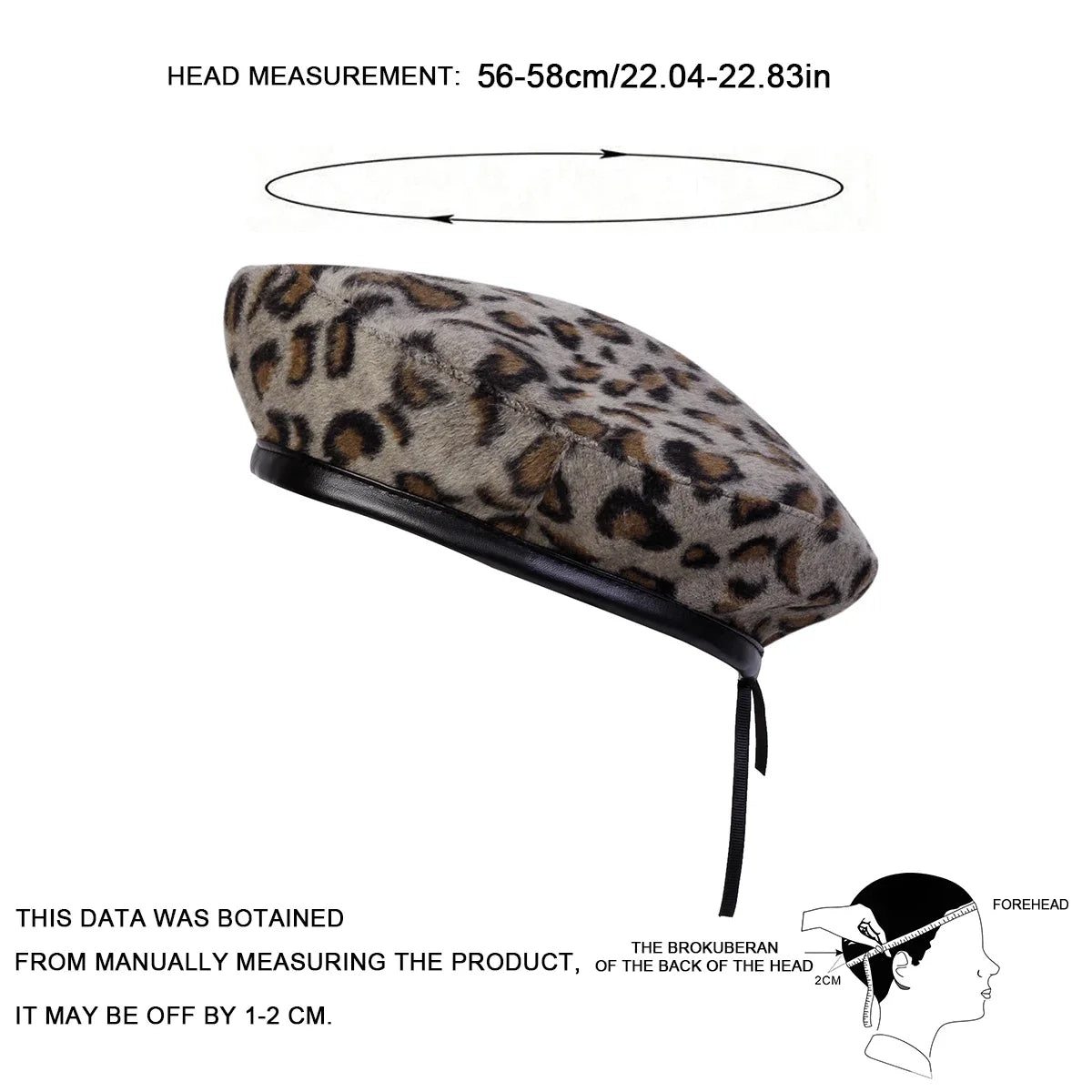 Unisex Fur Leopard Print Beret Men And Women Painters Hats