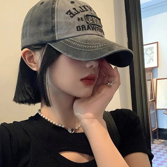 Retro Letter Embroidery Baseball Caps Men Women Washed Cotton Casual Hat Hip Hop Streetwear Sun Hats Y2k Hat