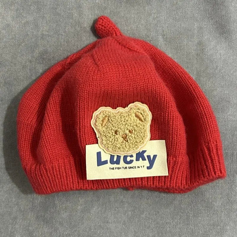 Flower Baby Beret Hat Winter Warm Knitted Beanie Cap