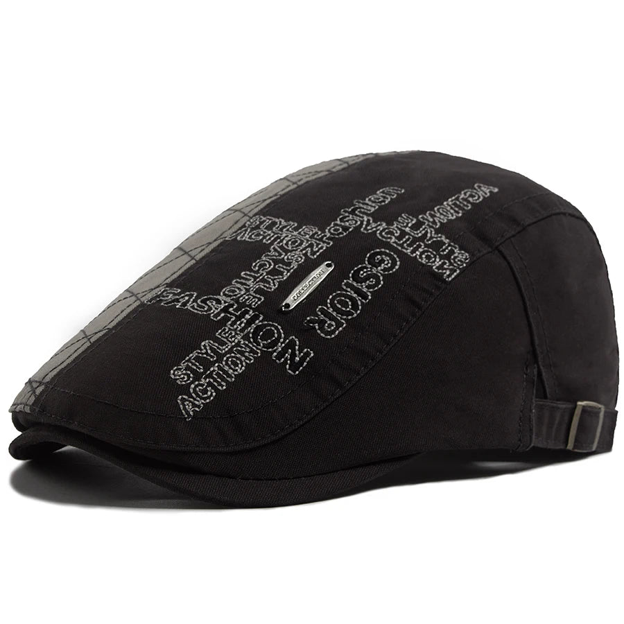Letter Label Men Berets Fashion Embroidery Vintage Newsboy Cap