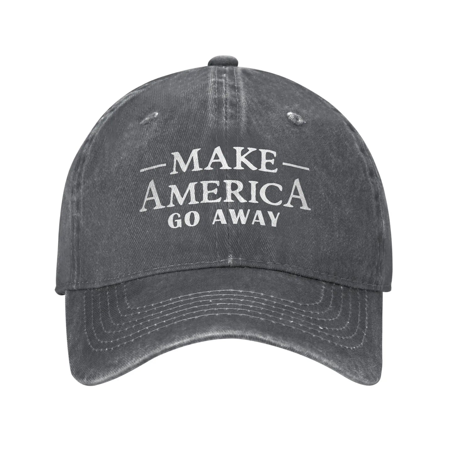 Make America Go Away Unisex Baseball Cap Funny Sarcasm Saying Distressed Denim Hats
