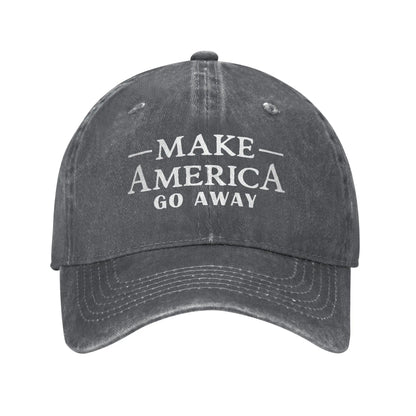 Make America Go Away Unisex Baseball Cap Funny Sarcasm Saying Distressed Denim Hats