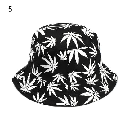 Panama Bucket Hat Candy Color/Hip Hop Maple Leaf Cotton