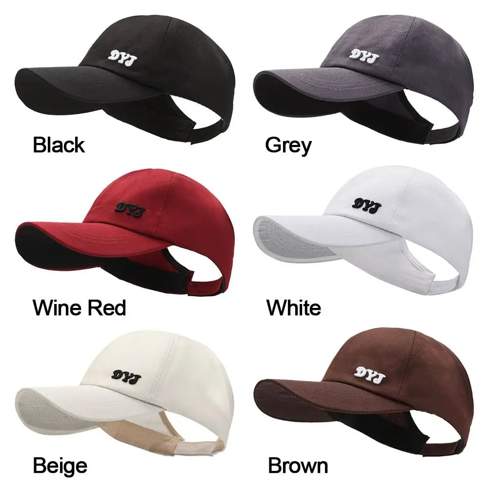 Adjustable Cotton Ponytail Hat With Ponytail Hole Baseball Caps