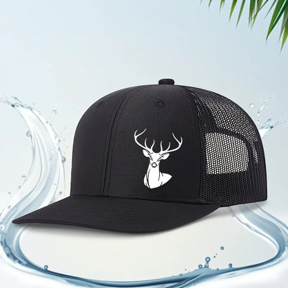 White Deer Head Printed Baseball Cap for Men and Women