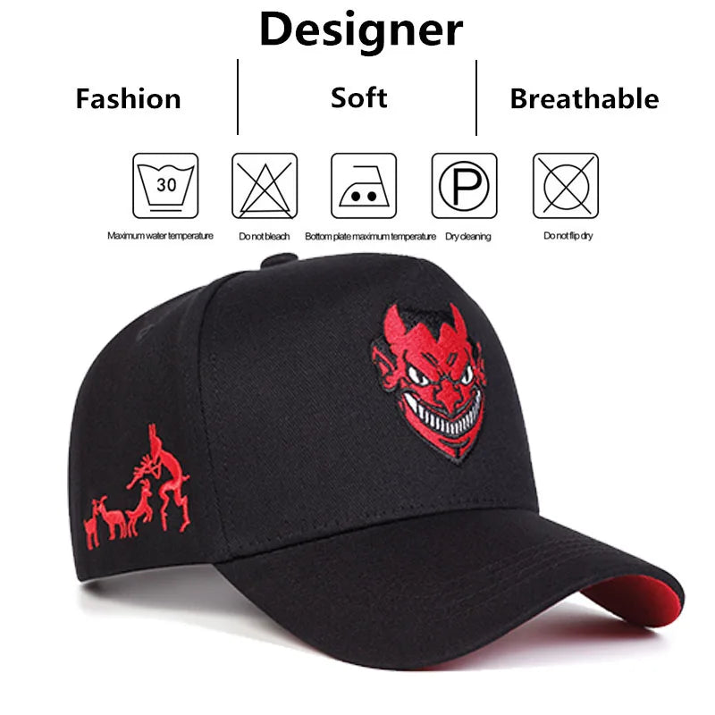 Unisex Devil Embroidery Baseball Caps Spring Autumn