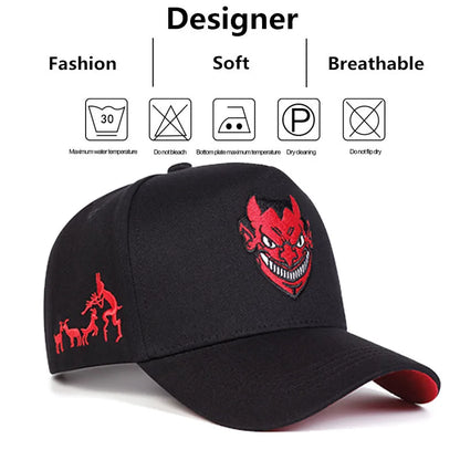 Unisex Devil Embroidery Baseball Caps Spring Autumn