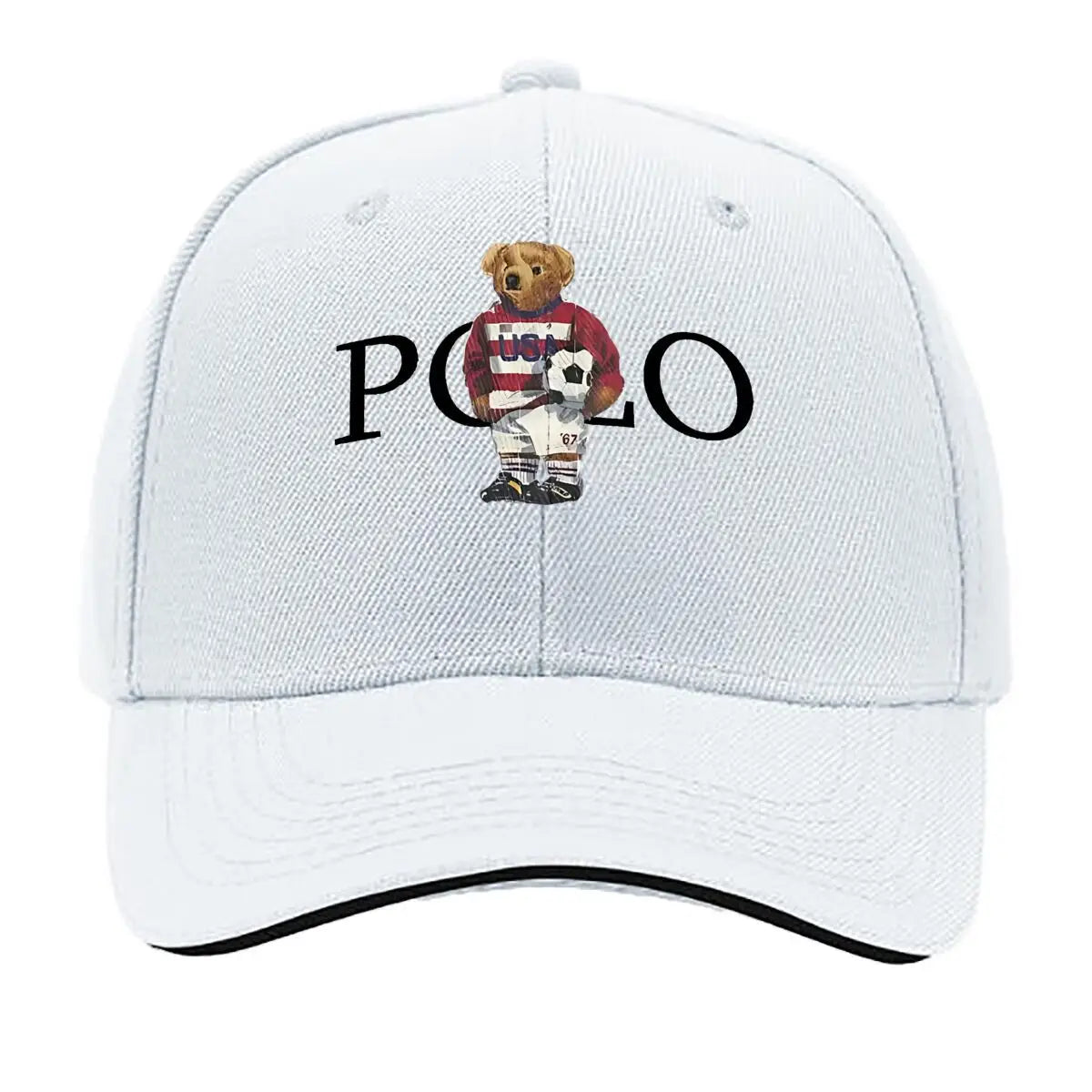 Polo Bear Embroidered Black Baseball Cap