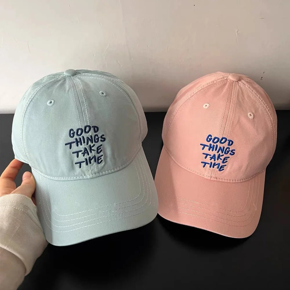Spring Letter Embroidery Baseball Cap For Women All Season Versatile Soft Top Couple Sunshade Duckbill Cap