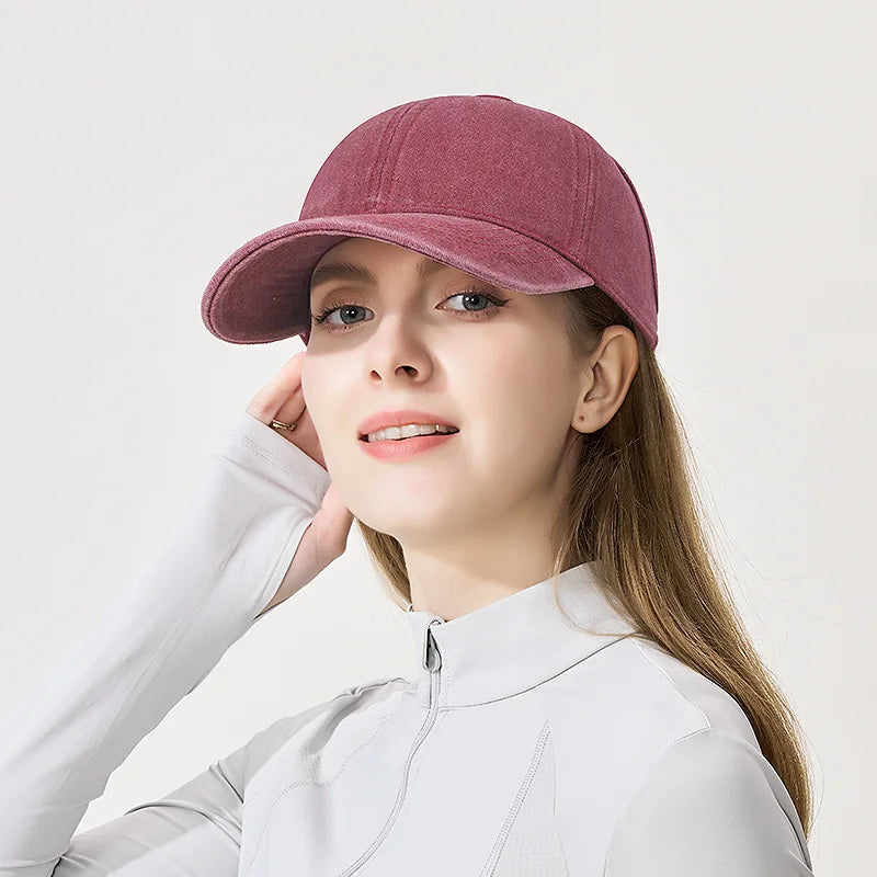 Spring And Summer New Washed Color-Blocked High Ponytail Baseball Cap