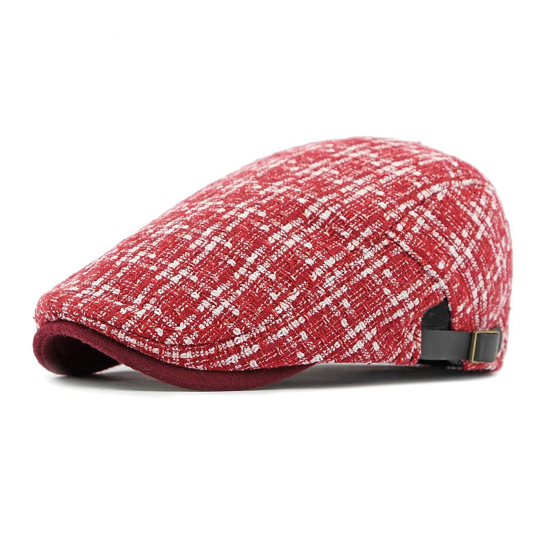 Autumn New Knit Plaid Baker Boy Cap Vintage British Retro Flat Ivy Beret