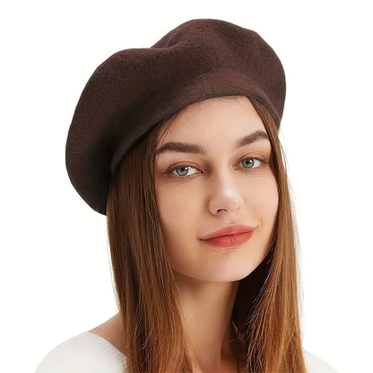 Women's Classic Beret Hat, Fall Winter Vintage Painter Hat