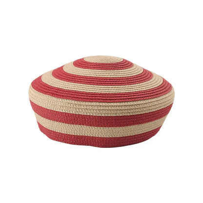 2026 New Striped Paper Straw Beret For Women