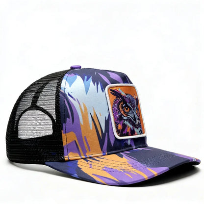 Unique Graffiti Owl Print Baseball Hat for Men Women Breathable Mesh Unisex Outdoor Hiking Casual Cap