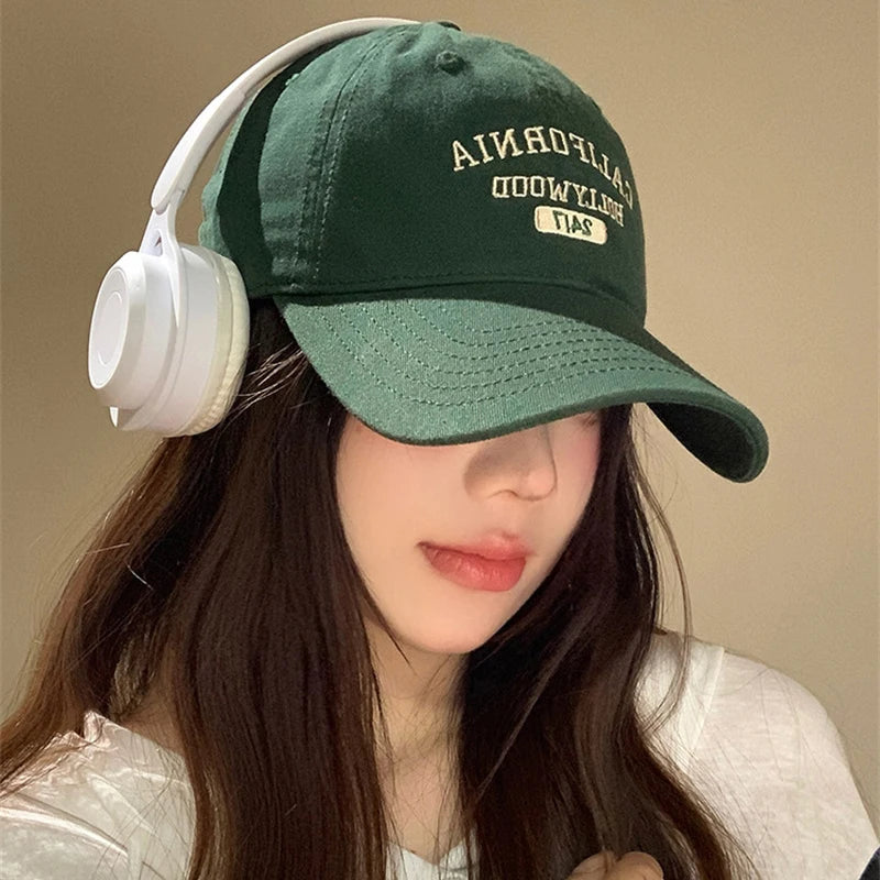 Retro Letter Embroidery Baseball Caps For Women Men Summer Sport