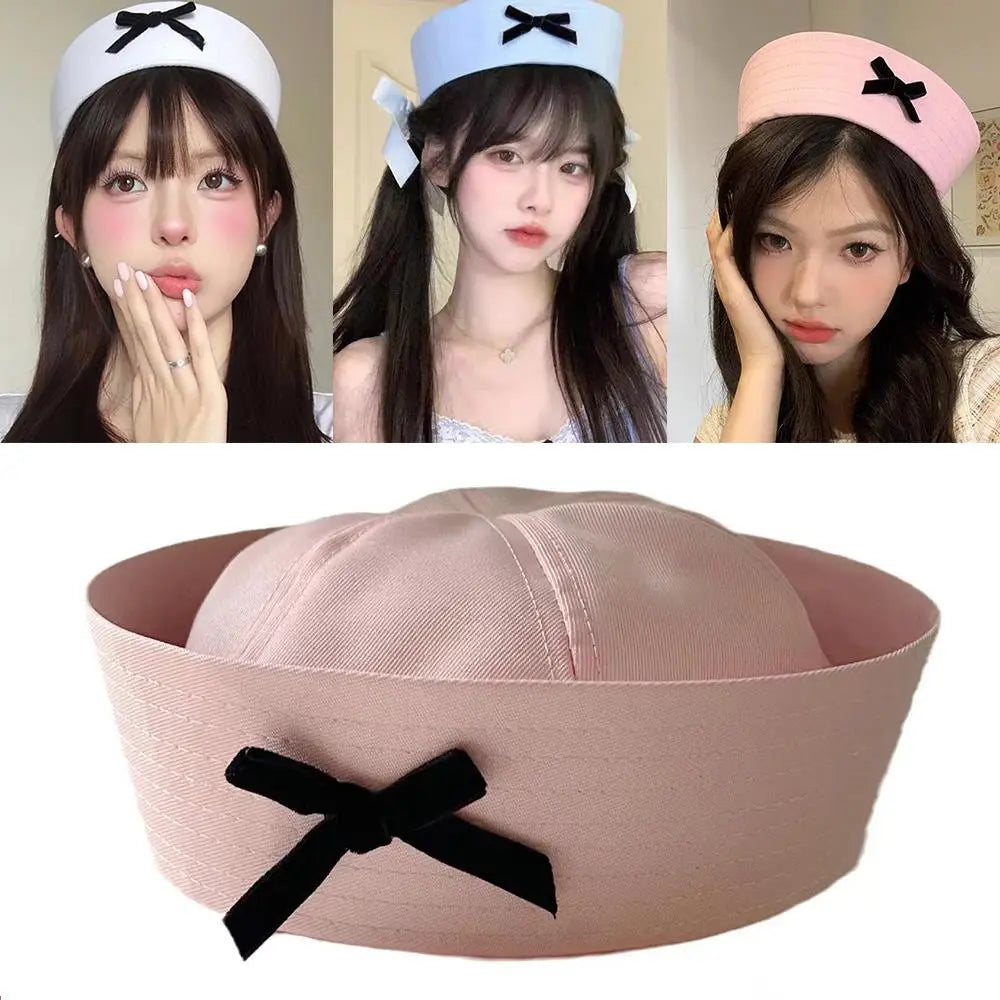 Bowknot Bow Beret Cap Navy Hat UV Protection Dome Cap