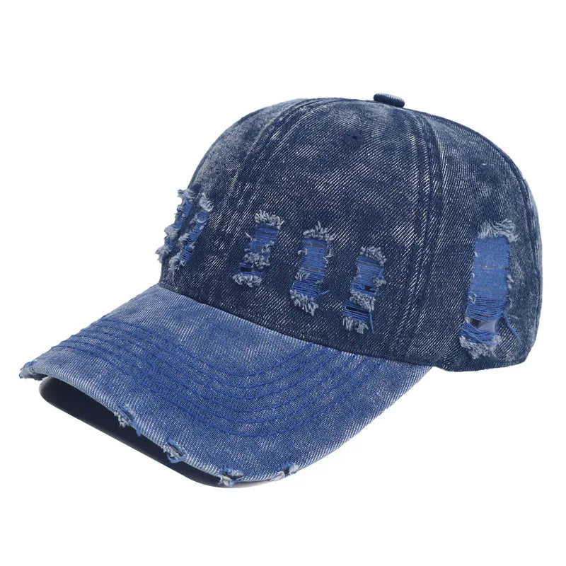 Unique Design Denim Patchwork Distressed Colorful Baseball Cap