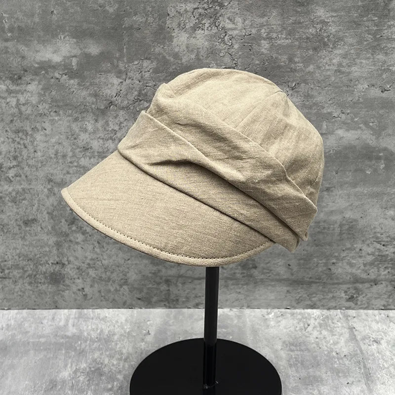 Slouchy Newsboy Cap Linen Summer Cap Casual Women Sun Cap