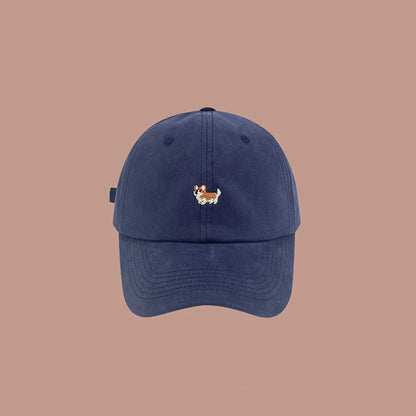 Dog Embroidery Baseball Hat For Men Women Cotton Solid Color Peaked Cap