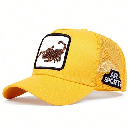 Unisex Scorpion Embroidery Baseball Net Caps Spring and Summer