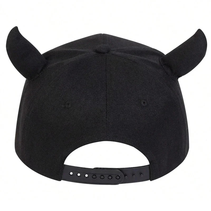 Unisex Smiling Face And Cow Horn Personality Hip-hop Hats Spring Autumn