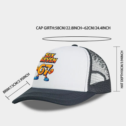 Trendy Cartoon 67 Six Seven Sponge Mesh Cap